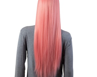 31 Inches Long Straight Synthetic Hair Women Full Head Cosplay Wig with Wig Cap(T1632 - Pink)