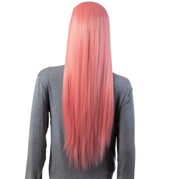 31 Inches Long Straight Synthetic Hair Women Full Head Cosplay Wig with Wig Cap(T1632 - Pink)
