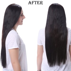 24 Straight Full Head Clip in Synthetic Hair Extensions 7pcs 140g 1001White image 6