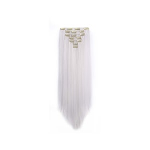 24 Straight Full Head Clip in Synthetic Hair Extensions 7pcs 140g 1001White image 1