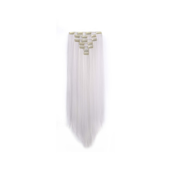 24" Straight Full Head Clip in Synthetic Hair Extensions 7pcs 140g (1001#-White)