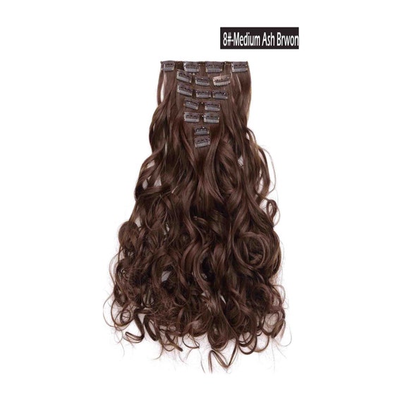 20 Curly Clip In Hair Extensions Full Head 7 Pcs Etsy