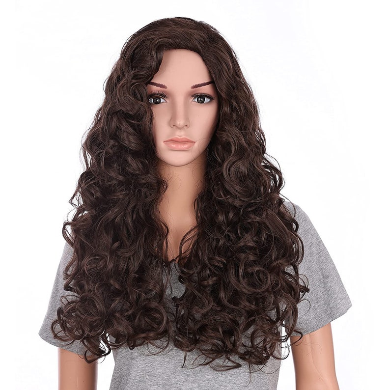 Long Hair Curly Wavy Full Head Halloween Wigs Cosplay Costume Party Hairpiece Chestnut Brown Brown-R4/6