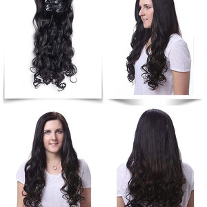 20 Curly Clip in Hair Extensions Full Head 7 pcs Synthetic Hair Pieces T1439 image 2