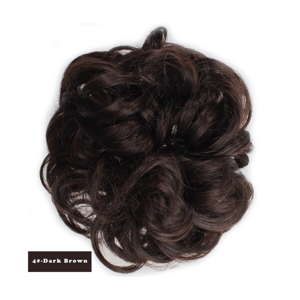 Synthetic Curly Messy Hair Band/Bun Extension Chignon Tray Ponytail (4#-Dark Brown)