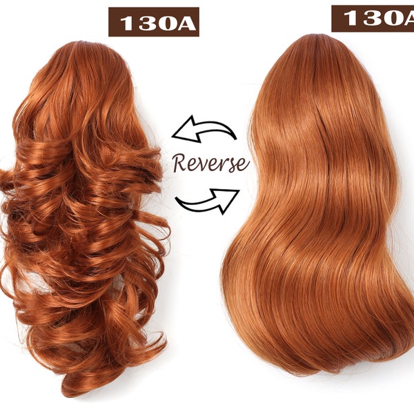 16" Dual Use Curly Hair Synthetic Claw Clip Ponytail Extension (130A-Fox Red)