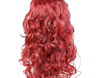 Girl's Long Curly Red Synthetic Wavy Hair Mermaid Cosplay Wigs (Kids Size)