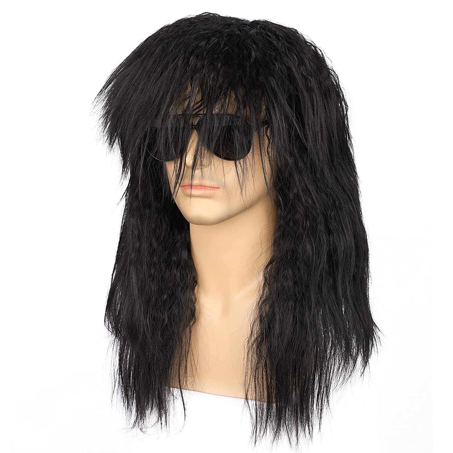 Men S Long Curly Synthetic Wavy Hair 80s Punk Rock Wig Etsy
