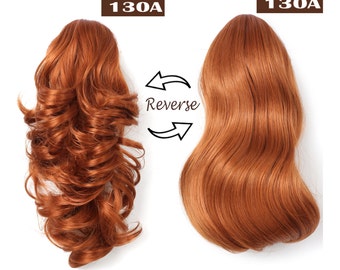 16" Dual Use Curly Hair Synthetic Claw Clip Ponytail Extension (130A-Fox Red)