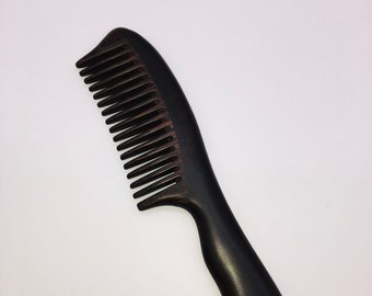 Natural Anti-Static Sandalwood Scent Natural Hair Detangler Wooden Comb With Ripple Shape Handle (Black Sandalwood Wide Tooth)