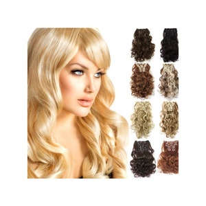 20 Curly Clip in Hair Extensions Full Head 7 pcs Synthetic Hair Pieces T1439 image 7