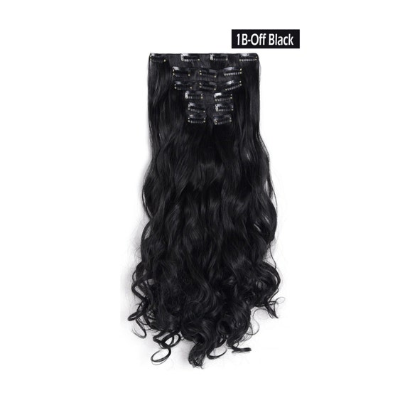 Colorful Long Curly Wavy Hair Pieces Synthetic Clip In Hair