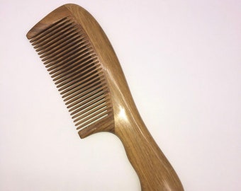 Natural Handmade Green Sandalwood Anti-Static Wooden  Hair Combs (Fine Tooth)