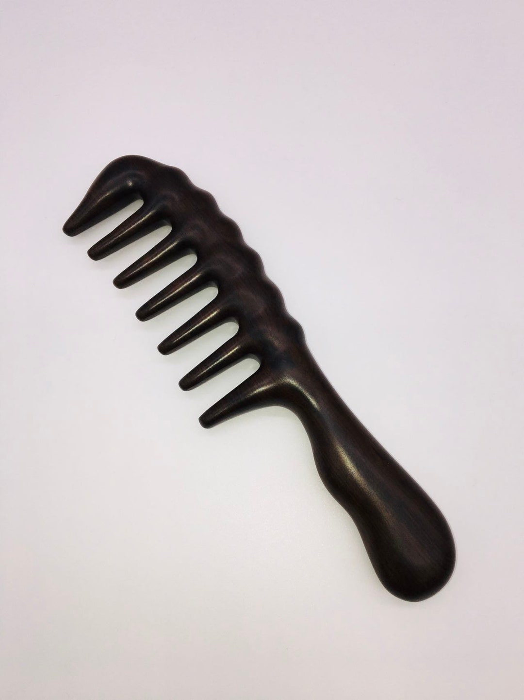 Wide Tooth Black Sandalwood Hair Comb & Brush with Handle WC003