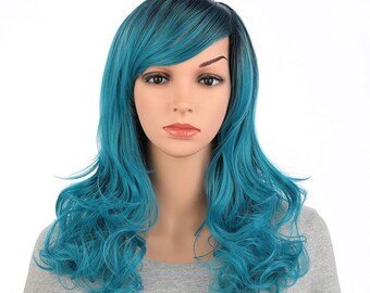 teal colored wigs