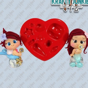 Mermaid clay silicone mold, doll mold, fondant mold, resin mold