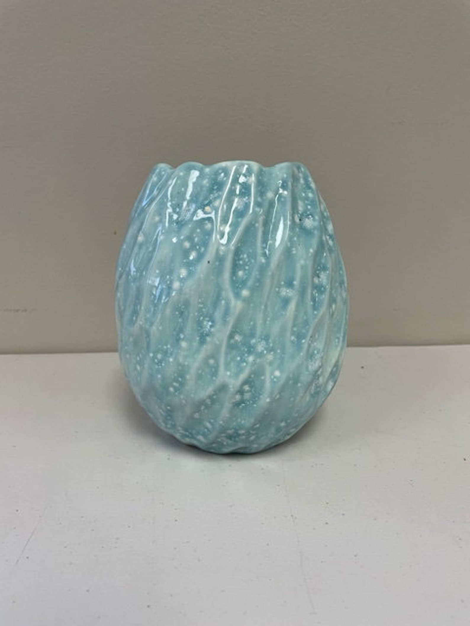 Ceramic Seafoam Ripple Vase Etsy