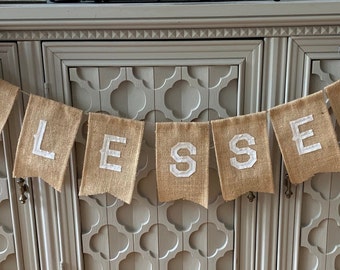 Blessed Banner, Fall Banner, Burlap Banner, Farmhouse Decor, Fall Decor, Thanksgiving Decor, Bow, Mantle Decor