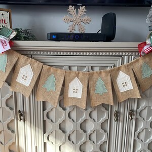 Christmas House Banner, Christmas Tree, Burlap Banner, Mantle Decor, Tree Decor, Christmas Decor, Christmas Photo Prop, Farmhouse Decor