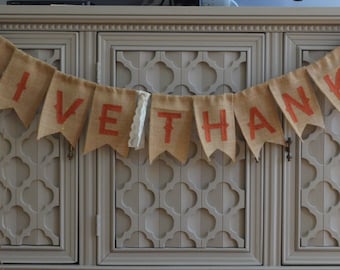 Give Thanks Banner, Fall Banner, Burlap Fall Banner, Rustic Fall Decor, Fall Decor, Thanksgiving Decor