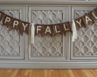 Happy Fall Banner, Fall Banner, Burlap Fall Banner, Rustic Fall Decor, Fall Decor, Happy Fall Y'all