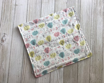 Modern Floral Burp Cloth, Pink, Blue, Yellow, Girl Burp Cloth, Gray Minky, Boutique Burp Cloth, Handmade Burp Cloth, Baby Gift, Lovey