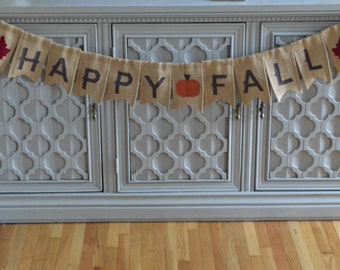 Happy Fall Banner, Fall Burlap Banner, Pumpkin Banner, Rustic Fall Decor, Fall Decor, Thanksgiving Decor, Wall Banner