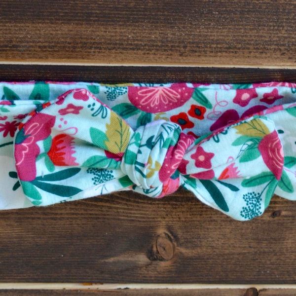 Floral Headband, Spring Headband, Top Knot Headband, Baby Headband, Toddler Headband, Adult Headband, Multicolor Floral Headband, Adjustable