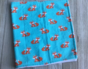 Fox Burp Cloth, Chenille, Boy Burp Cloth, Teal, Boutique Burp Cloth, Blue, Baby Shower Gift, Baby Boy Gift