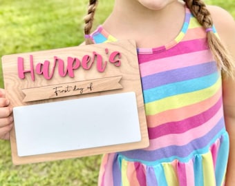 First day of School Sign, Personalized Back to School Sign,  Interchangeable Back to School Dry Erase Board, Back to school Photo Prop