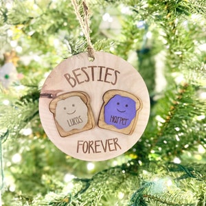 Best Friend Ornament, Best Friend Gifts, Besties Forever,  Peanut Butter Jelly Ornament