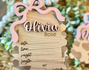 Cow Print Baby Girl Name Announcement | Baby Girl Stat Sign | Baby Name Announcement | Baby Hospital Signs