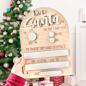 Dear Santa Sign, Dry Erase Dear Santa Board, Santa Letter Sign, Christmas Decor, Dear Santa Board