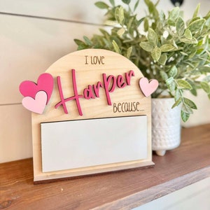 I love you because sign for kids | Dry Erase I love you sign | Valentines Day Gifts for Kids | I love you because dry erase reusable sign