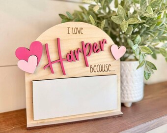 I love you because sign for kids | Dry Erase I love you sign | Valentines Day Gifts for Kids | I love you because dry erase reusable sign