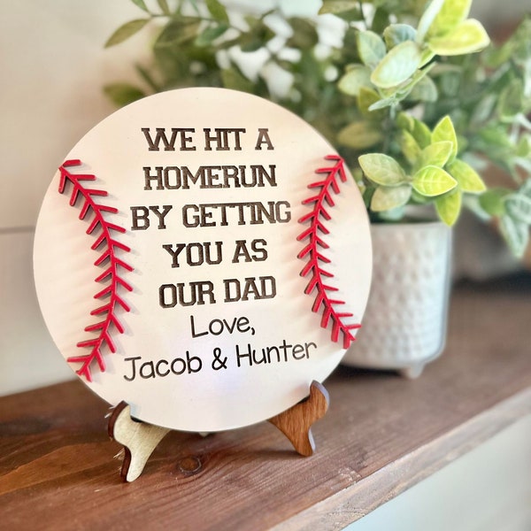 Hicimos un jonrón al tenerte como nuestro papá - Letrero de béisbol para papás - Regalo del día del padre - Regalos para papás - Regalo para papás deportistas - Regalo para papá
