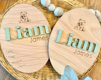 Baby Announcement Sign for Hospital | Personalized Baby Name Sign | Birth Statistics Sign