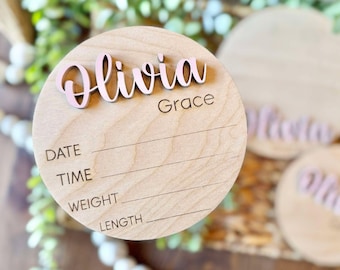 Baby Birth Stat Sign | Baby Girl Announcement Sign for Hospital | Newborn Baby Photo Props | Hospital Sign