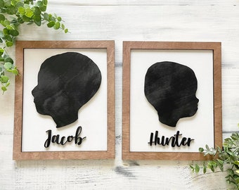 Custom Silhouette Portrait, Childrens Silhouette portrait 3D Sign - Personalized Children's portrait hanging Sign, Gifts for Mom, Children