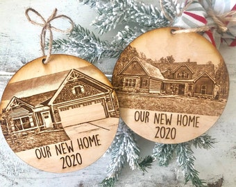 Our New Home - Engraved Photo Portrait of new home Christmas Ornament - Home Portrait Ornament - First Home Ornament - New Home Ornament