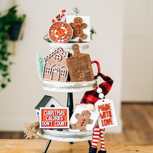 Gingerbread Tiered Tray Decor - Christmas Gingerbread Tiered Tray Signs - 3D Tiered Tray Christmas Decor - Christmas Tiered Tray Farmhouse