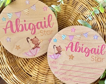 Baby Teddy Bear and Stars Girl Name + Stat Sign | Baby Hospital Signs