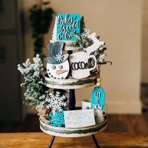 Winter Wonderland Tiered Tray - Snowman Tiered Tray - Let It Snow - Rae Dunn Cocoa Decor - Baby It&#39;s cold outside - Walking in a winter Tray