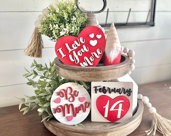 Valentines Day Tiered Tray Signs - Valentines Sign Bundle for tiered trays- Love you more Signs - Valentines Day Decor -Farmhouse Valentines