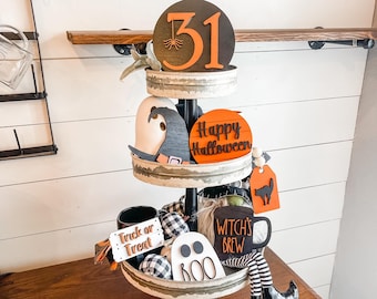 Halloween Tiered Tray Decor - Tiered Tray 3D Signs - Rae Dunn Tiered Tray Decor Halloween - Halloween Farmhouse Decor - Tiered Tray Decor