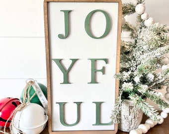 Joyful, Christmas Wall Art, Farmhouse Christmas Signs, Rustic Christmas Signs, Large Christmas Signs