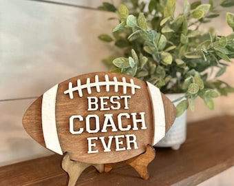 Best Coach Ever Desktop Football Coach Sign  - Gifts for Football Coach - PE Coach Gift Personalized - Gifts for Coaches - Football Coach