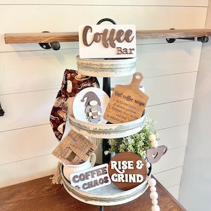 Coffee Bar Tiered Tray - Coffee Tiered Tray - Coffee Bar Decor - Coffee Tiered Tray Decor Bundle - Coffee Signs - Coffee Signs for Kitchen