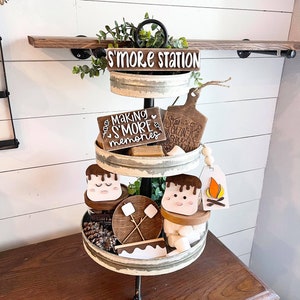 S&#39;more Station Tiered Tray Set - S&#39;more Love Decor - S&#39;more Mini 3D Signs - S&#39;more Tiered Tray Signs - Marshmallow Mug Sign - Campfire Decor