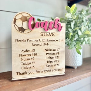 Personalized Soccer Coach Sign, Gift for Coaches, End of Season Coach Gift